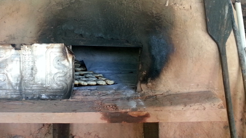 bread baking in a traditional Mexican clay oven