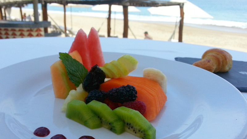 fresh fruit and an ocean view